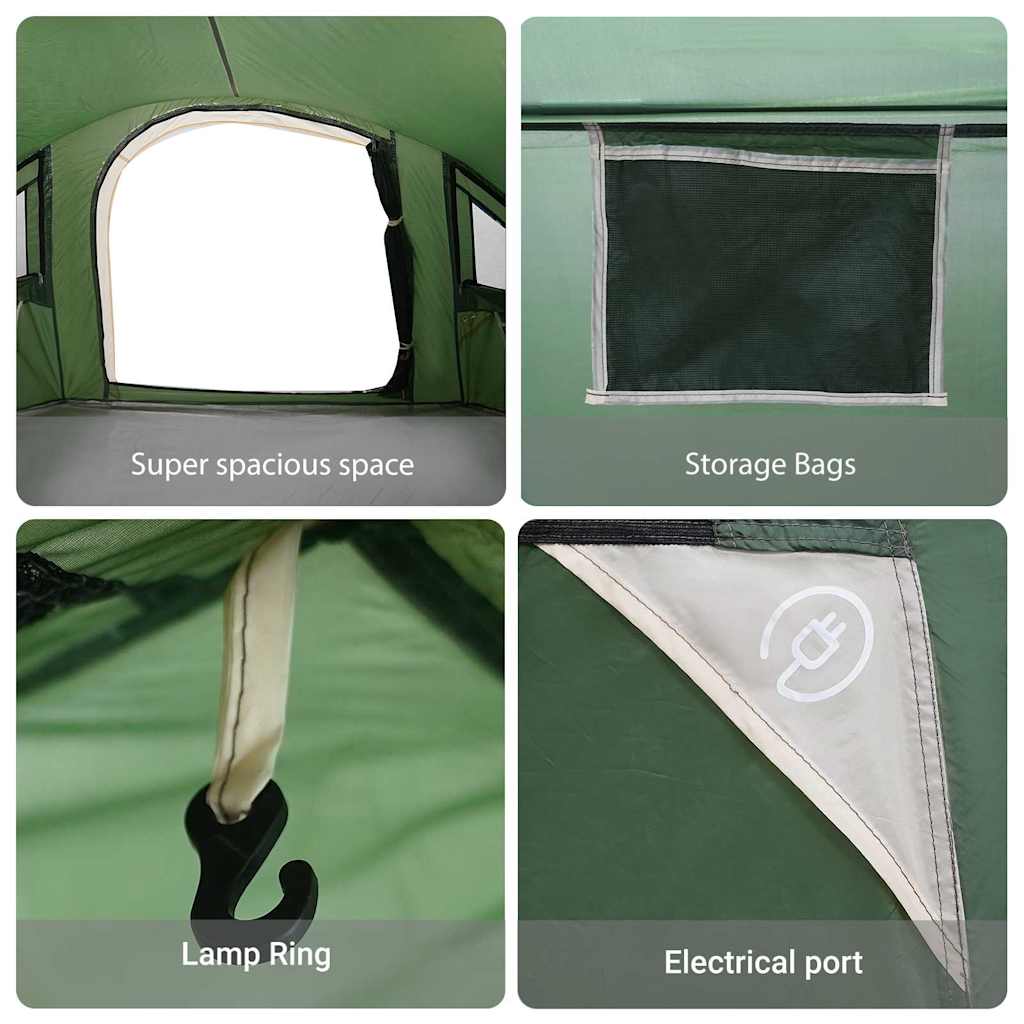 Dome Tent 4-Person 308 x 268 x 130 cm Waterproof Green Taffeta