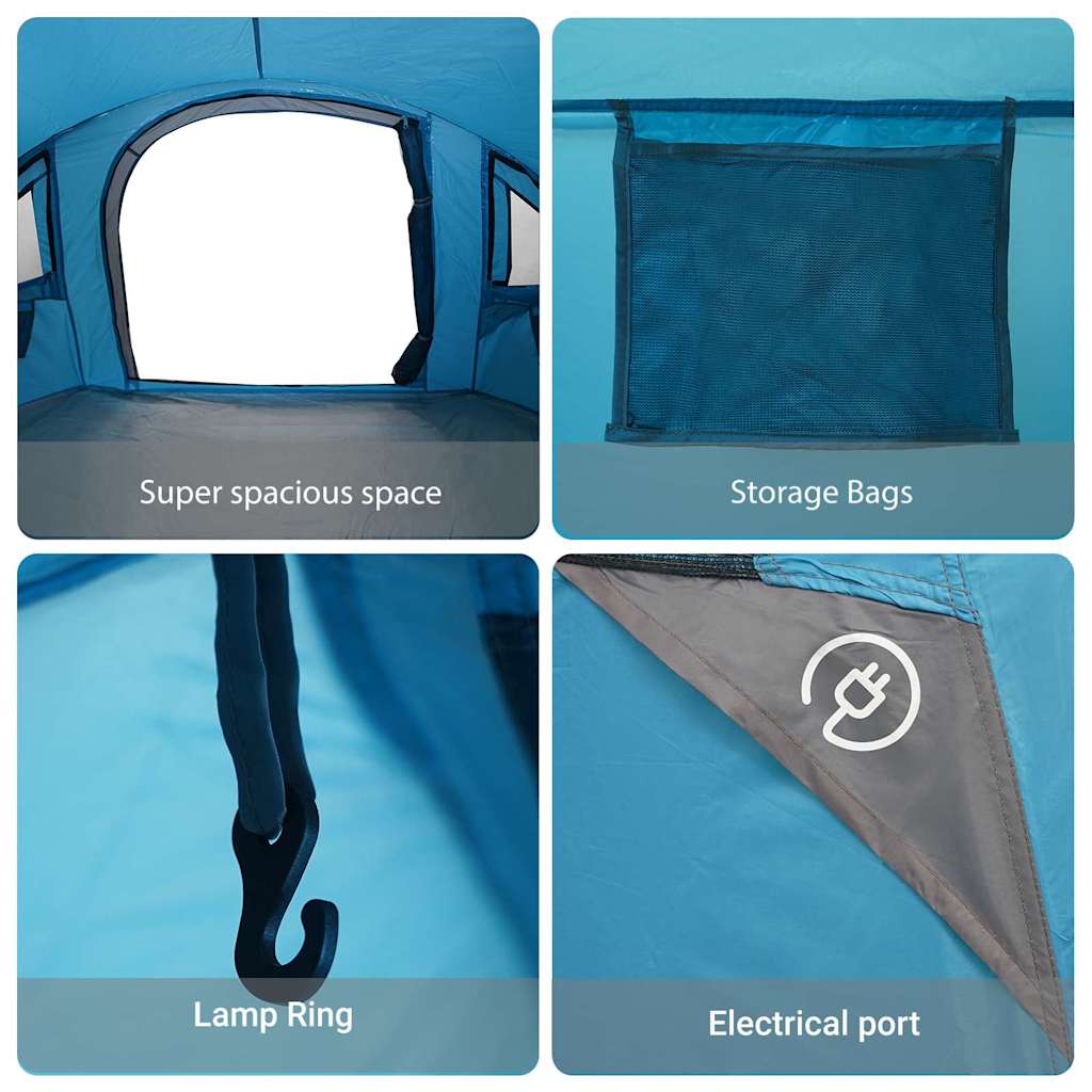 Dome Tent 4-Person 308 x 268 x 130 cm Waterproof Blue Taffeta