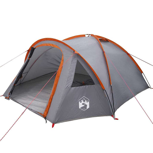 Dome Tent 4-Person Grey and Orange Taffeta Waterproof