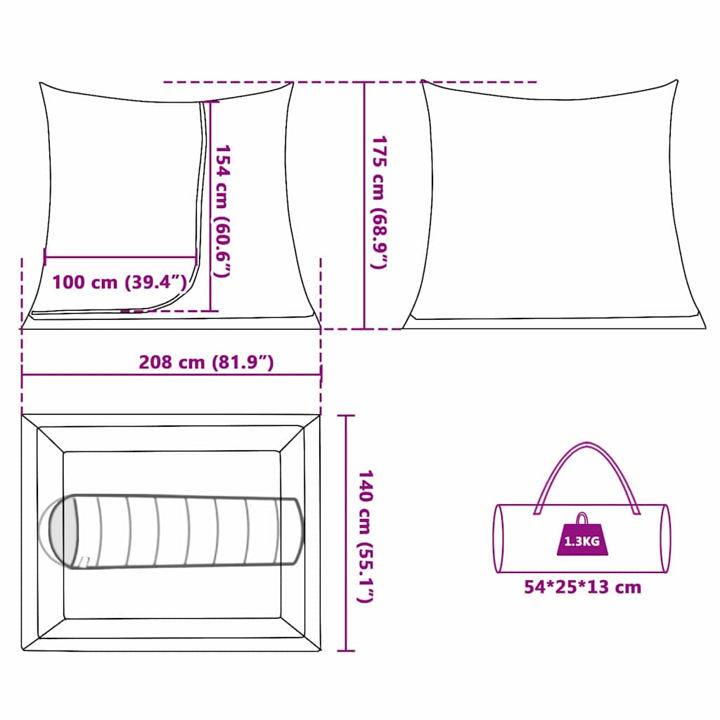 Inner Tent Black 208 x 140 x 175 cm Mesh