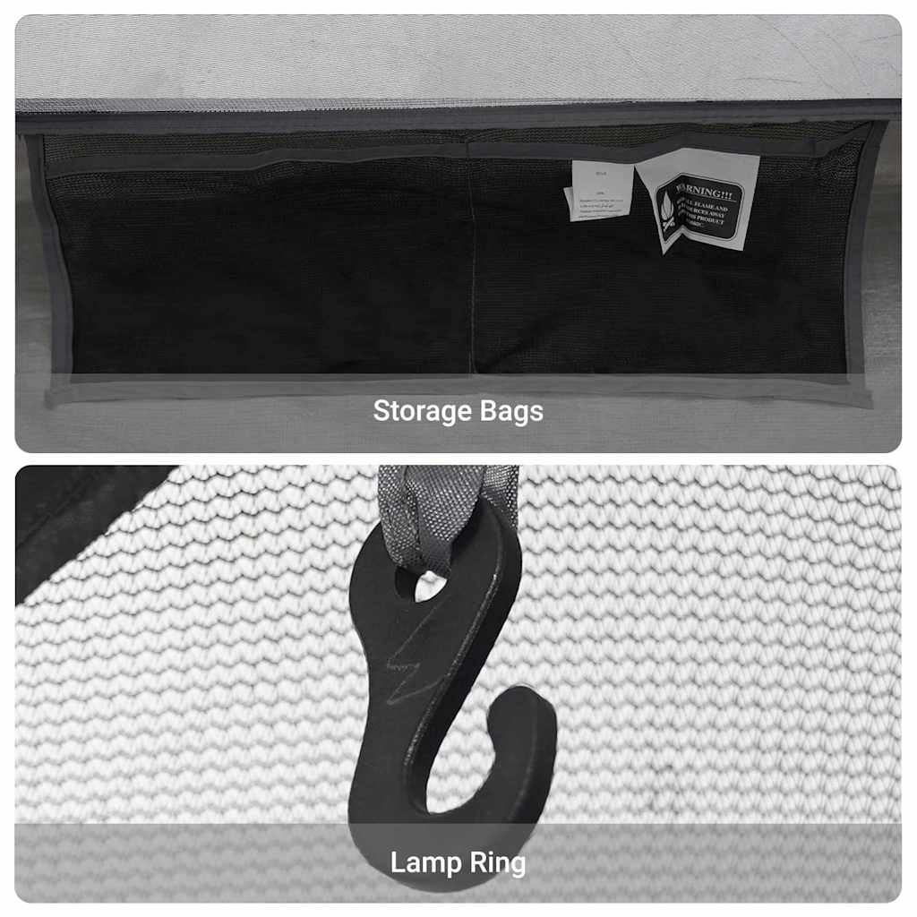 Tent with Roof with Storage Grey and Black 236 x 150 x 136 cm