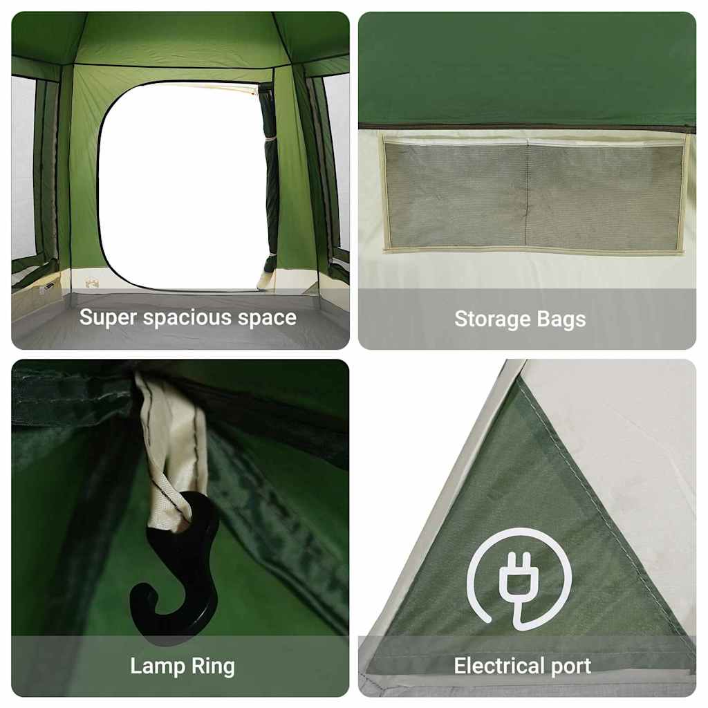Camping Tent Cabin with Roof Green 420 x 420 x 227 cm Polyester