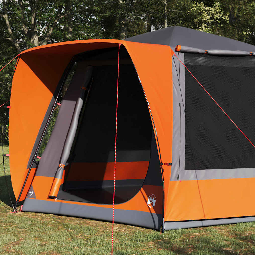 Camping Tent Cabin Grey and orange 420 x 420 x 227 cm Polyester