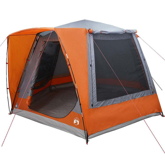 Cabin Tent 8-Person Grey and Orange Taffeta Waterproof