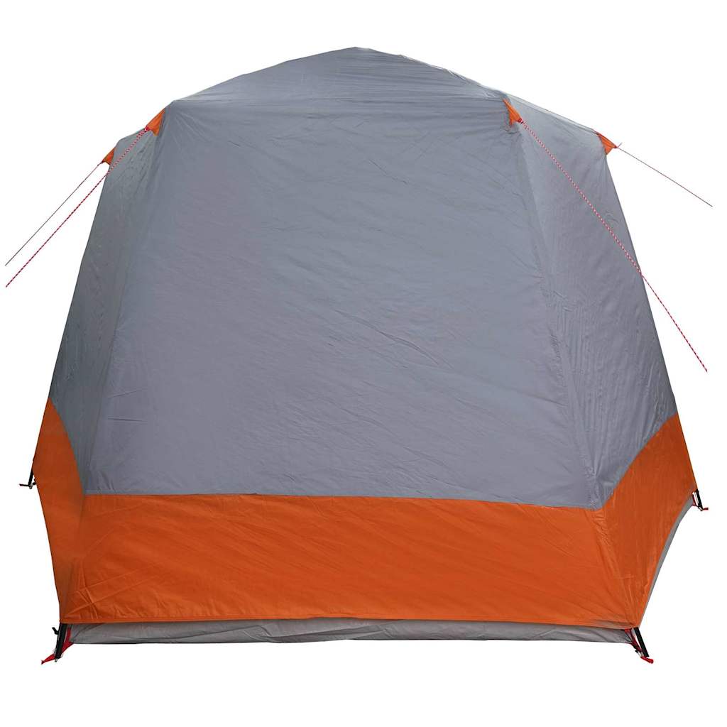 Camping Tent Cabin Grey and orange 420 x 420 x 227 cm Polyester