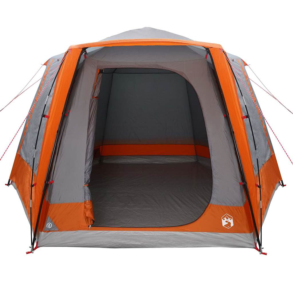 Camping Tent Cabin Grey and orange 420 x 420 x 227 cm Polyester