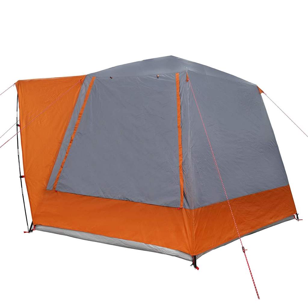 Camping Tent Cabin Grey and orange 420 x 420 x 227 cm Polyester