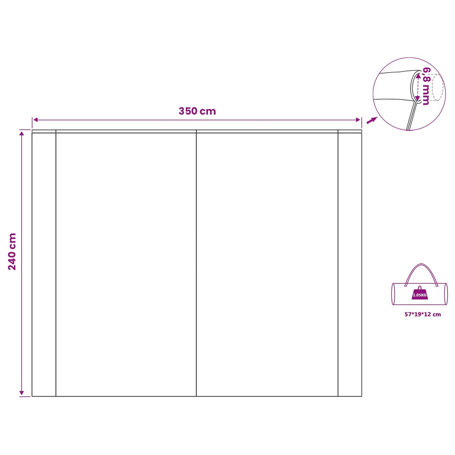 Water Resistant Tarp -Person 240 x 350 cm Grey and Orange