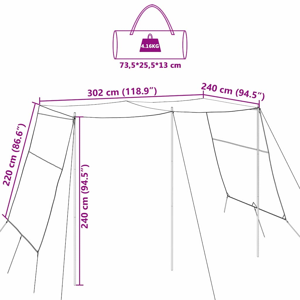Water Resistant Tarp with Roof 302 x 240 x 240 cm