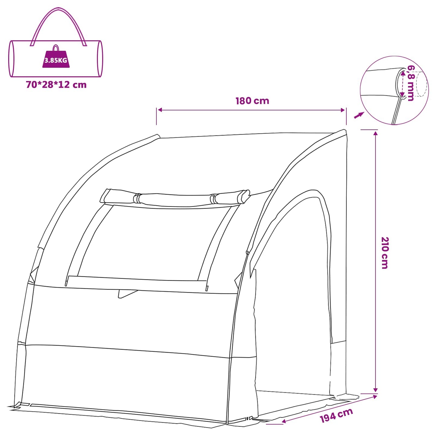 Tailgate Tent -Person 194 x 180 x 210 cm Grey and Orange