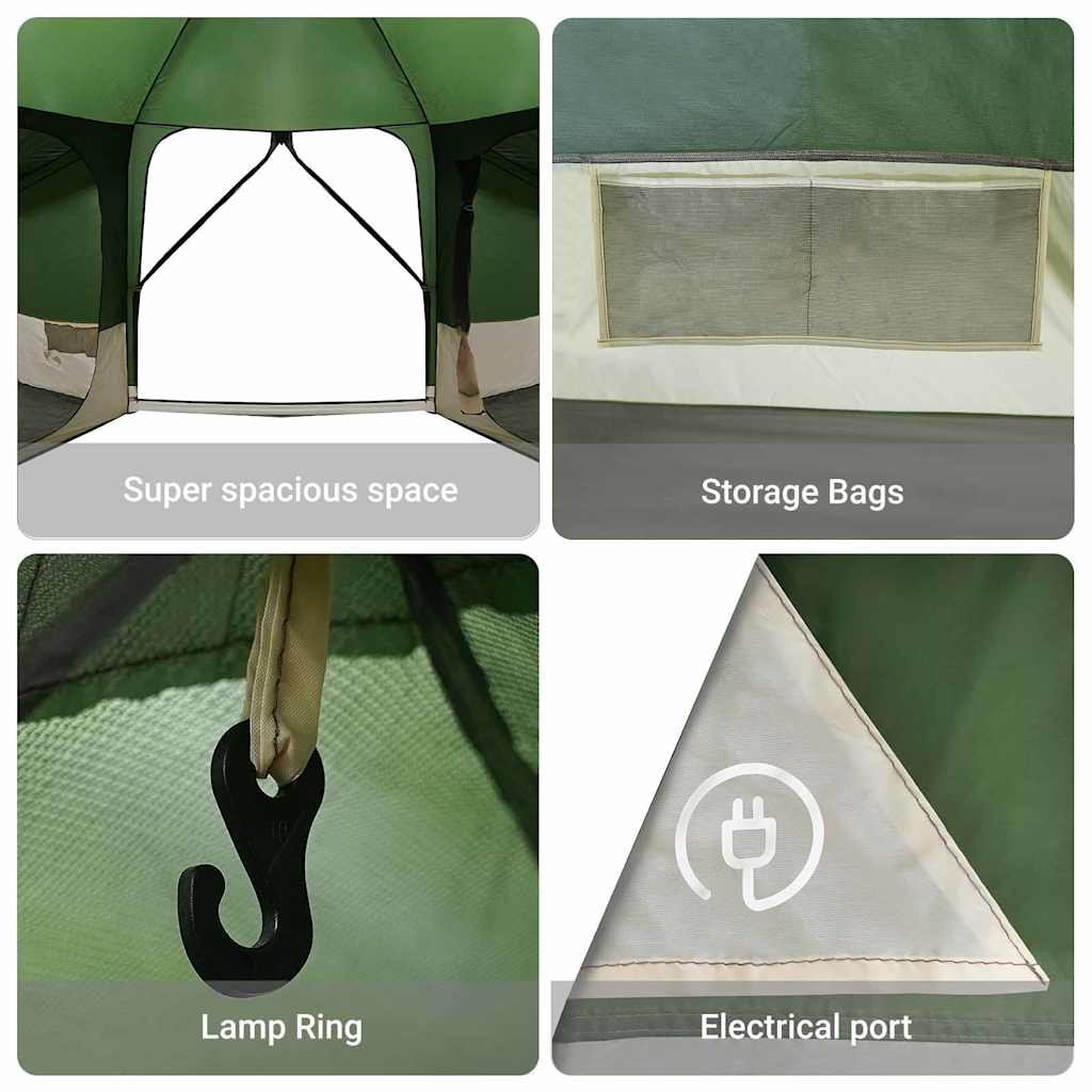 Family Tent with Roof Green 833 x 585 x 216 cm Taffeta