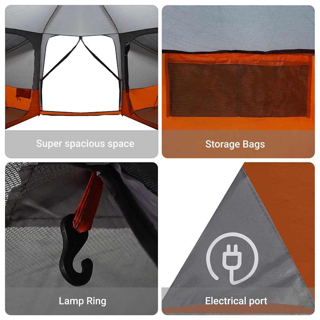 Family Tent Grey and Orange 833 x 585 x 216 cm Taffeta