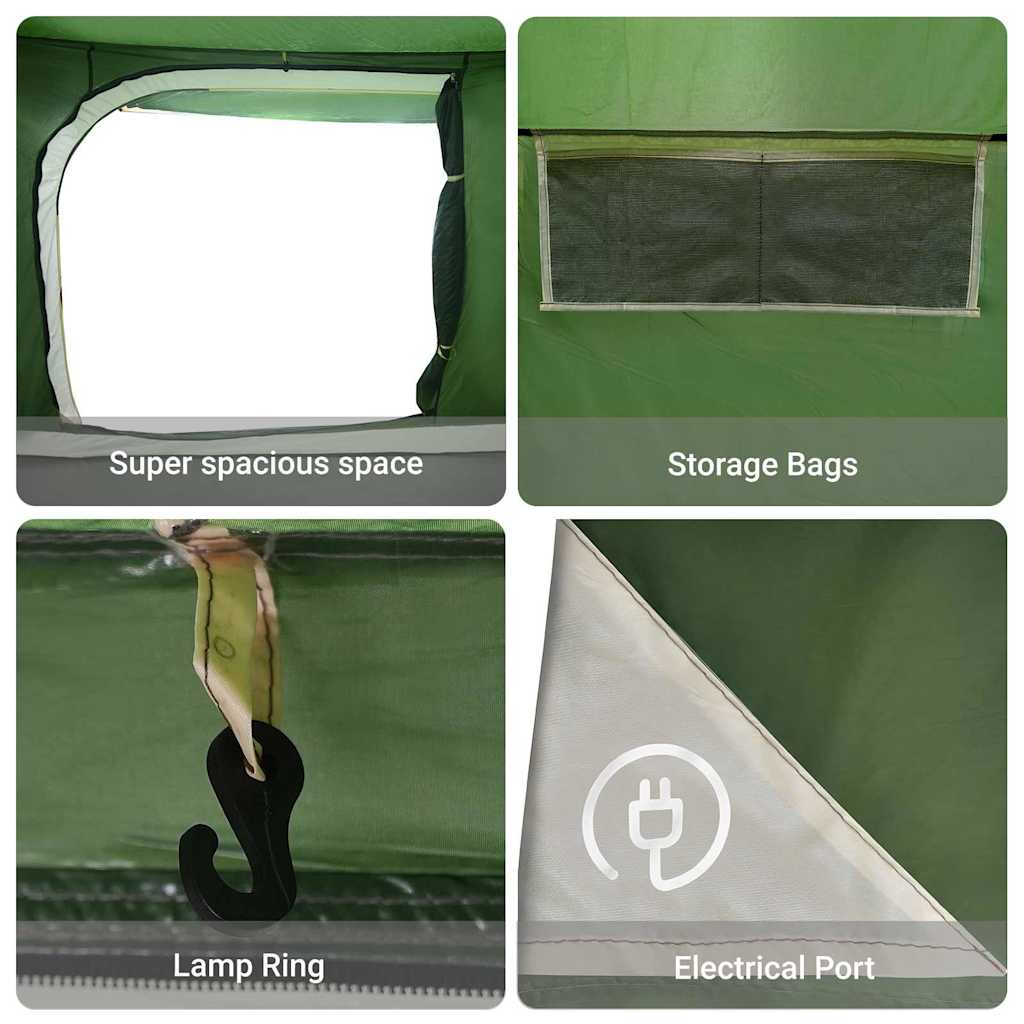 Camping Tent with Roof Green 282 x 225 x 154 cm Taffeta