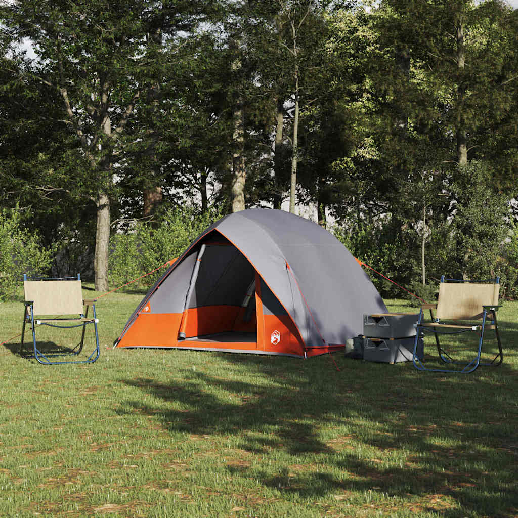 Camping Tent Grey and Orange 320 x 275 x 190 cm Taffeta