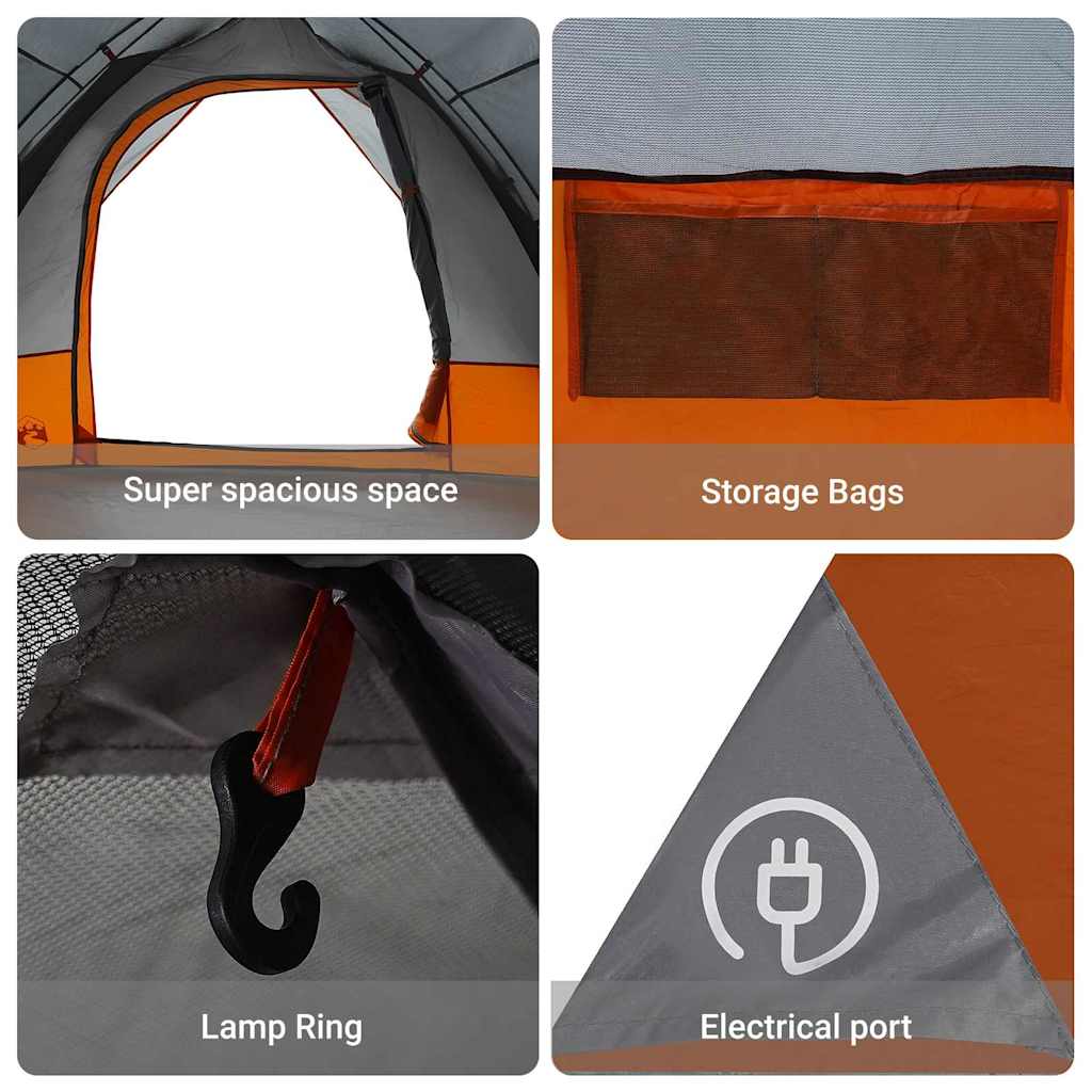 Camping Tent Grey and Orange 320 x 275 x 190 cm Taffeta