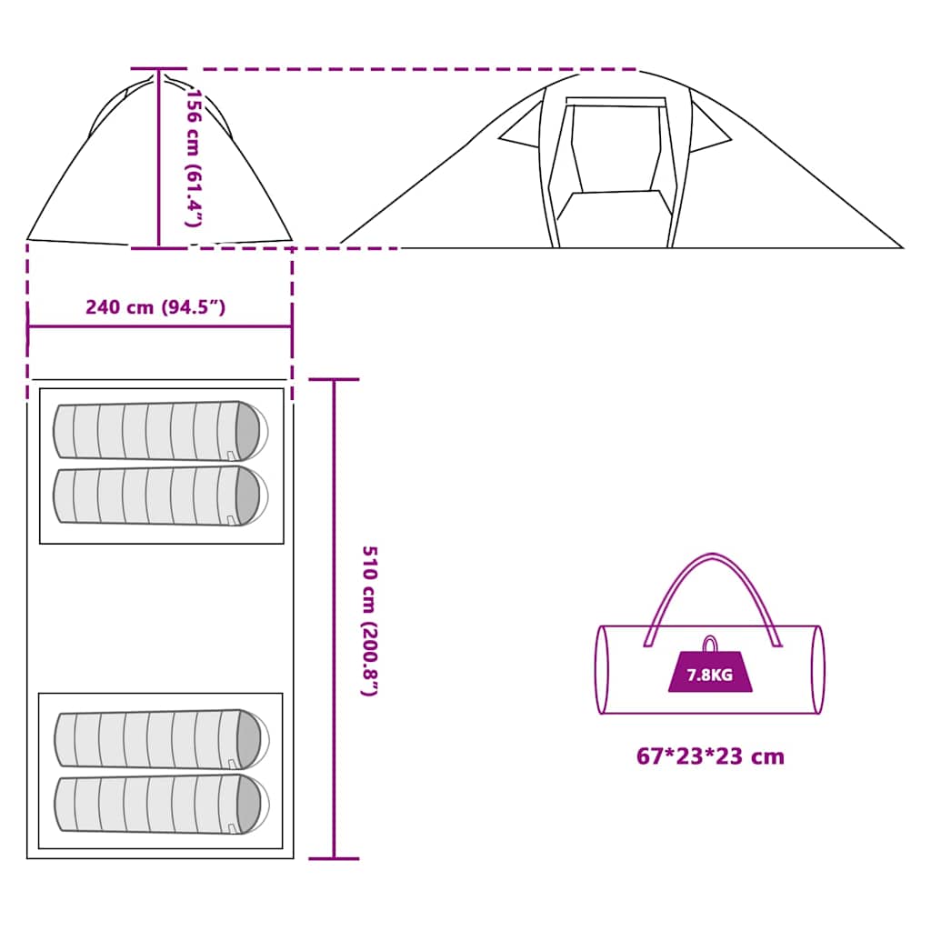 Tunnel tent with Roof Blue 510 x 240 x 156 cm Taffeta