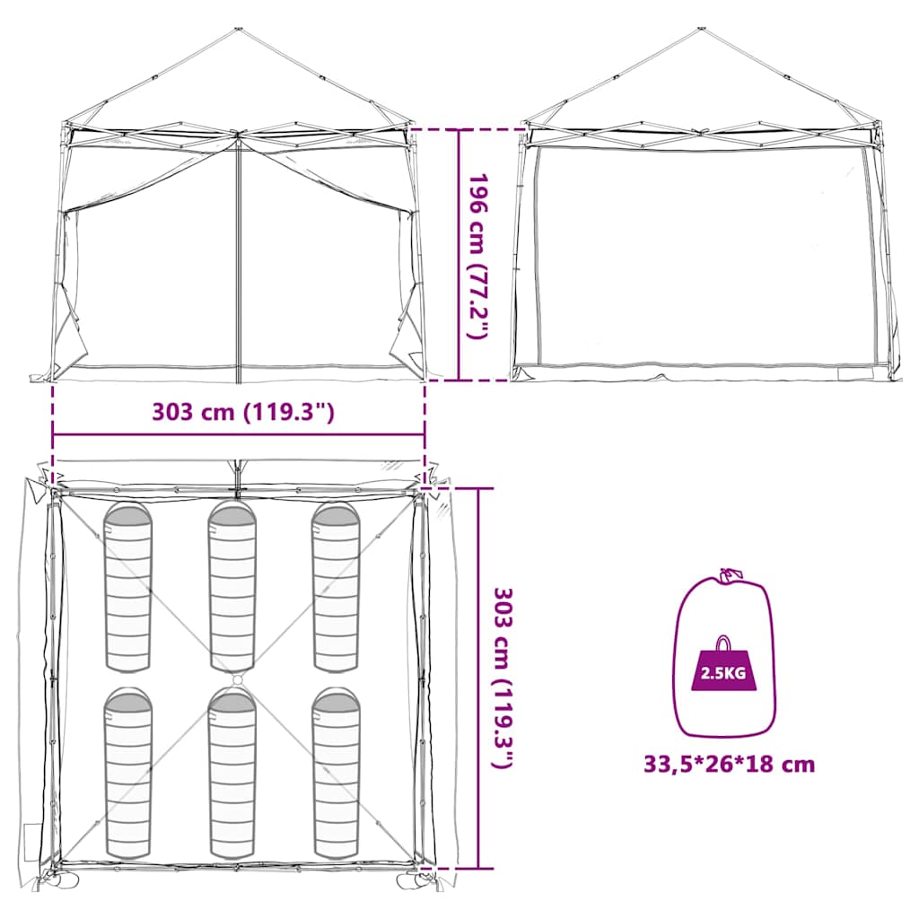Inner Tent with Roof Green 303 x 303 x 196 cm Taffeta