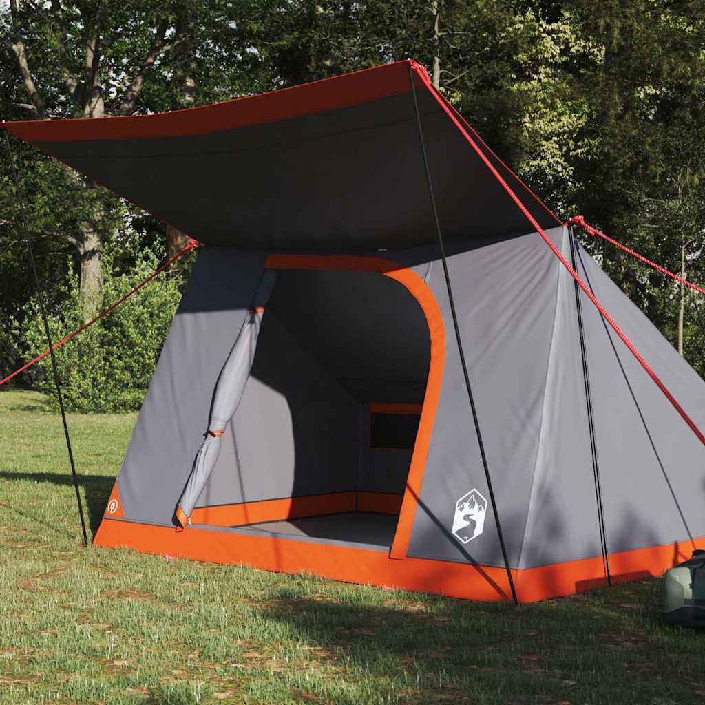 Camping Tent Grey and Orange 223 x 163 x 130 cm Taffeta
