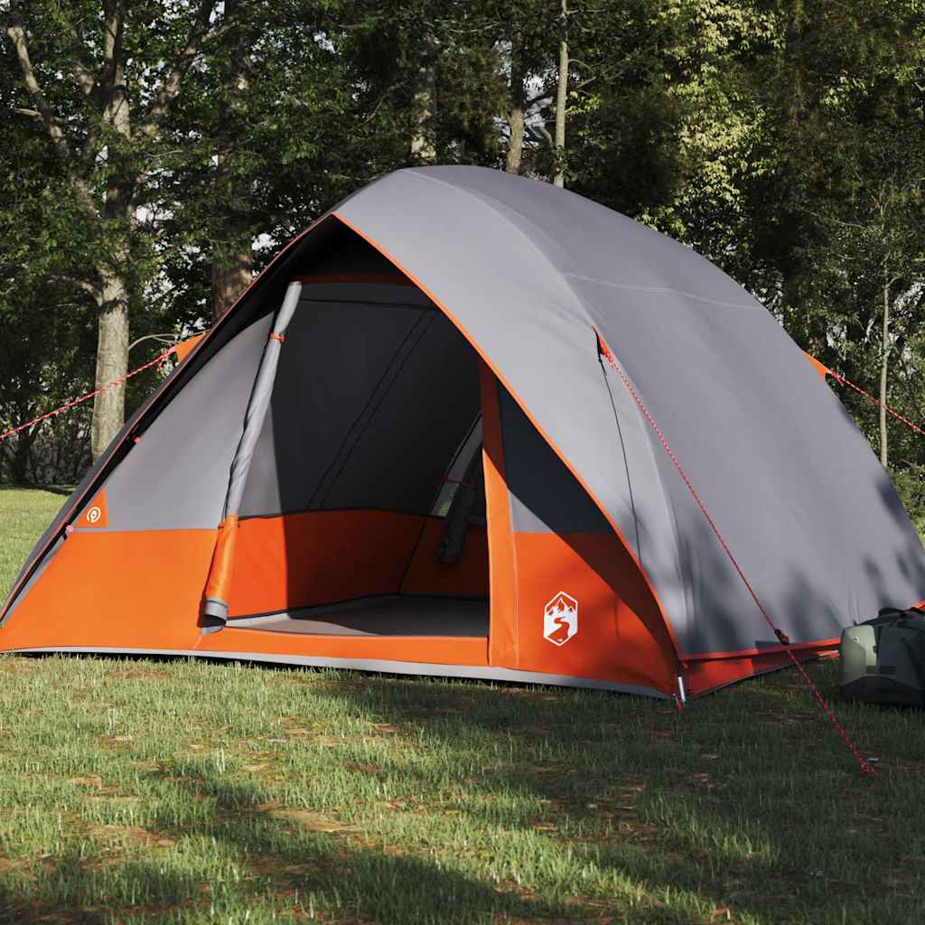 Camping Tent Grey and Orange 275 x 230 x 140 cm Taffeta