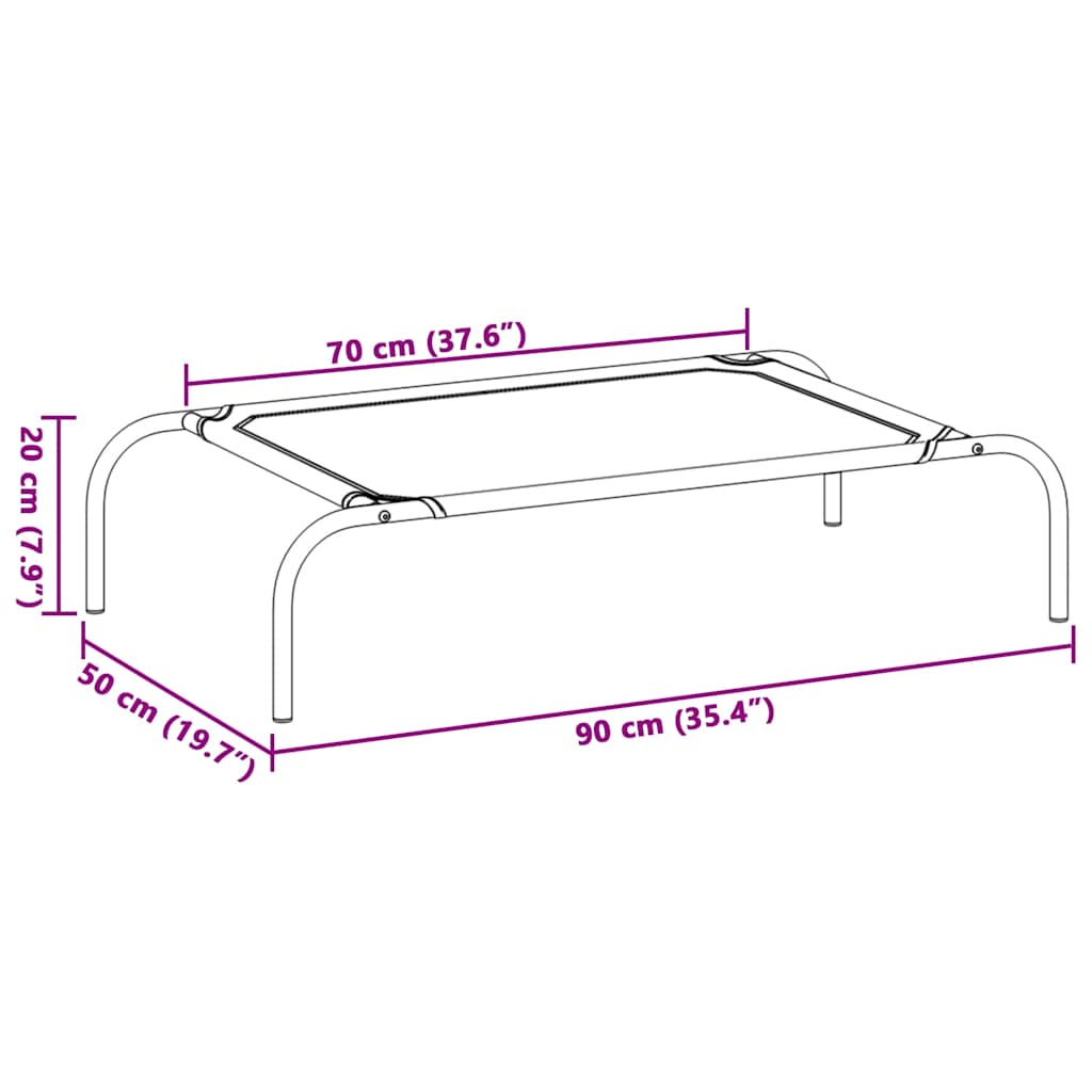 Elevated Dog Bed Black 90x50x20 cm Oxford Fabric and Steel