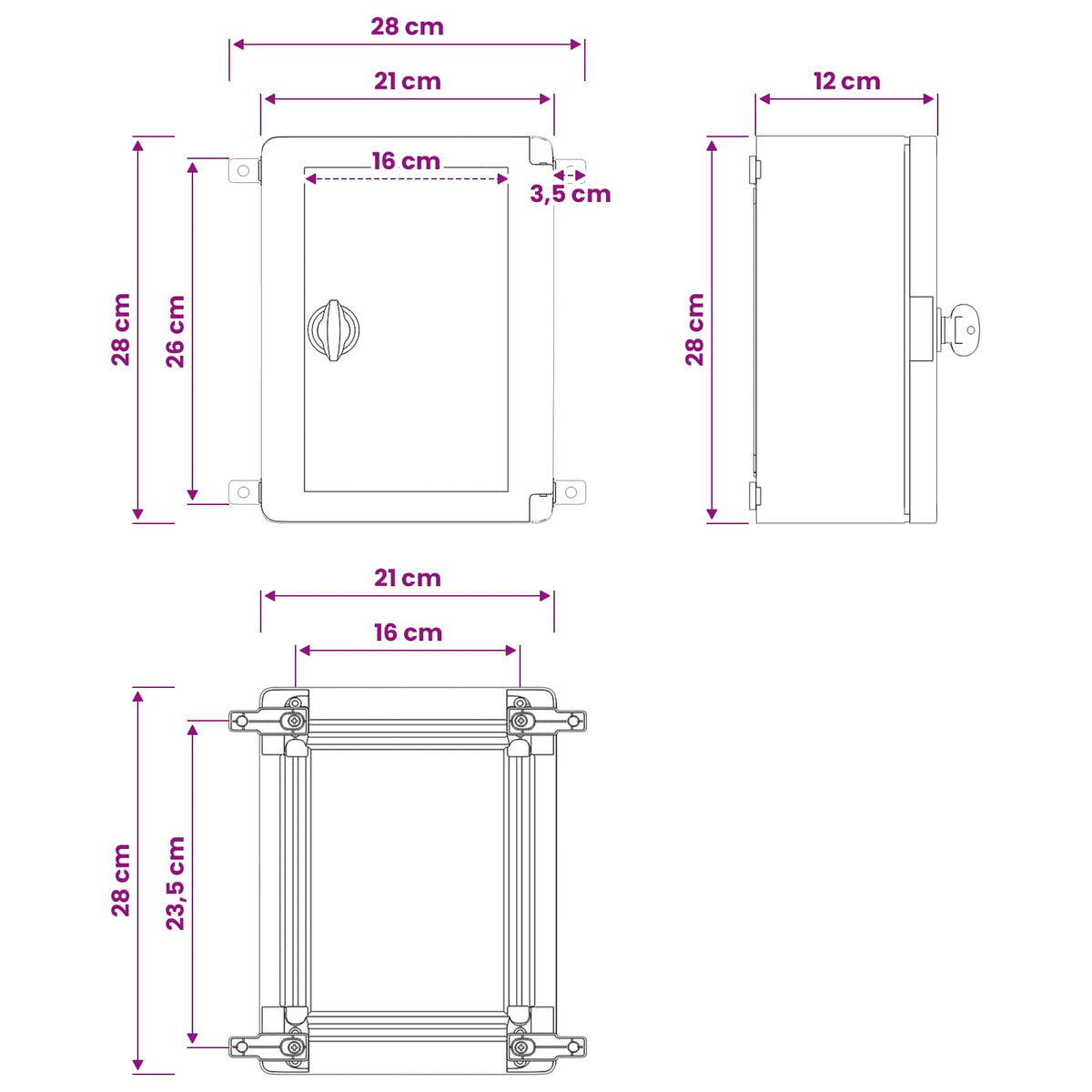Control Cabinet Grey 28 x 13 x 28 cm ABS Plastic