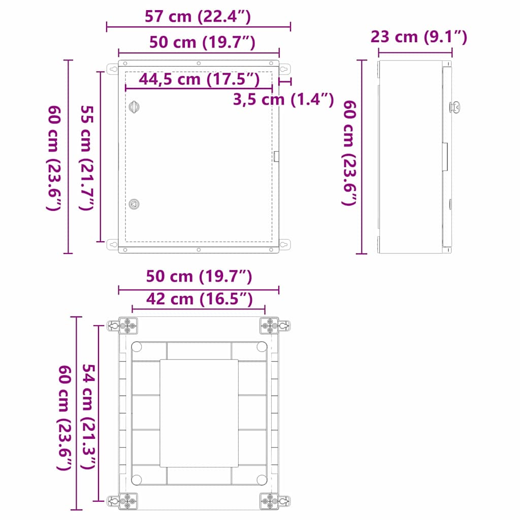 Control Cabinet Grey 57 x 23 x 60 cm ABS Plastic