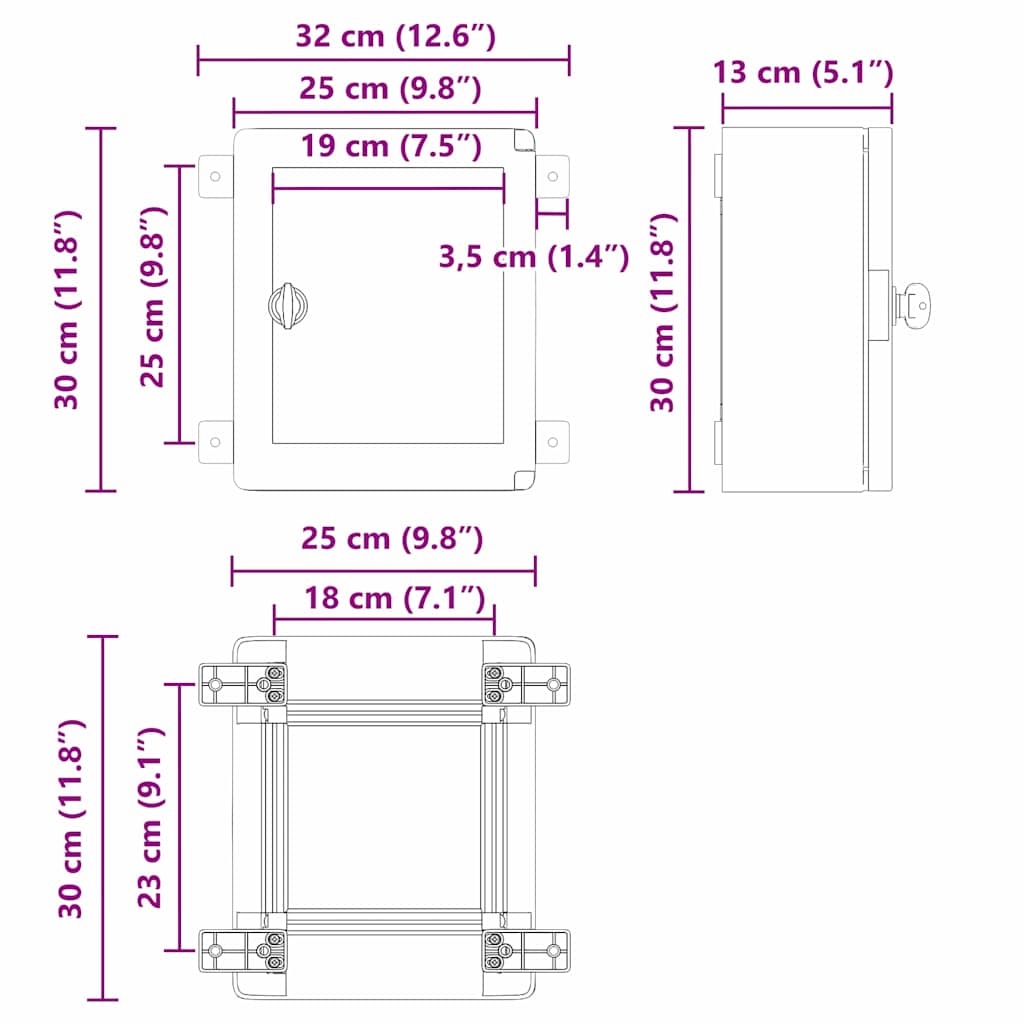 Control Cabinet Grey 32 x 13 x 30 cm ABS Plastic