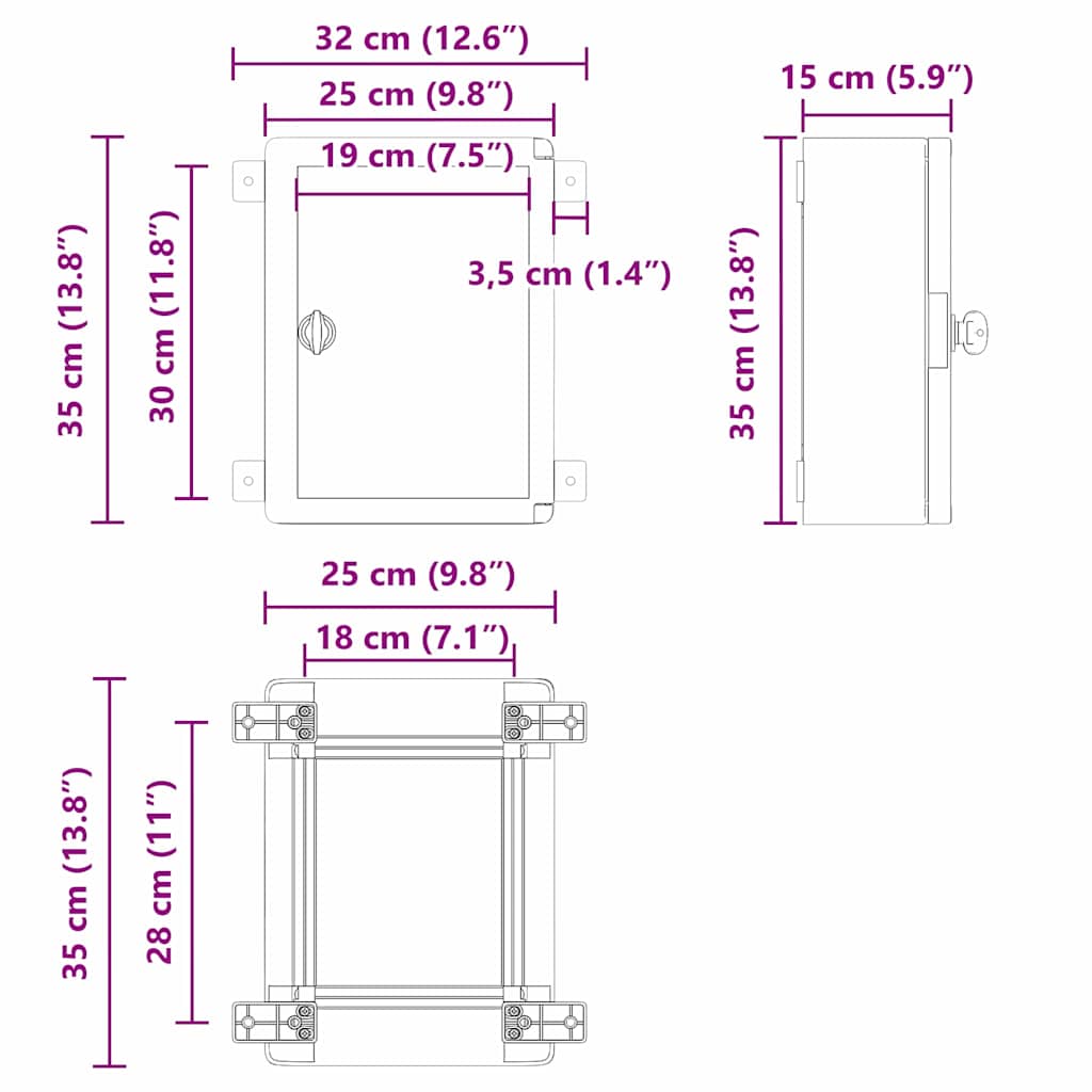 Control Cabinet Grey 32 x 15 x 35 cm ABS Plastic
