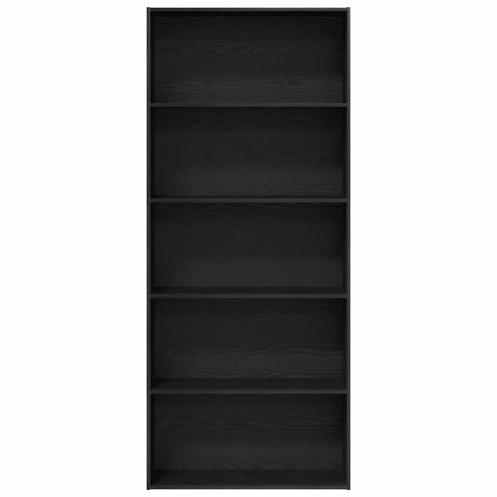 Book Cabinet Black Oak 80x30x189 cm Engineered Wood