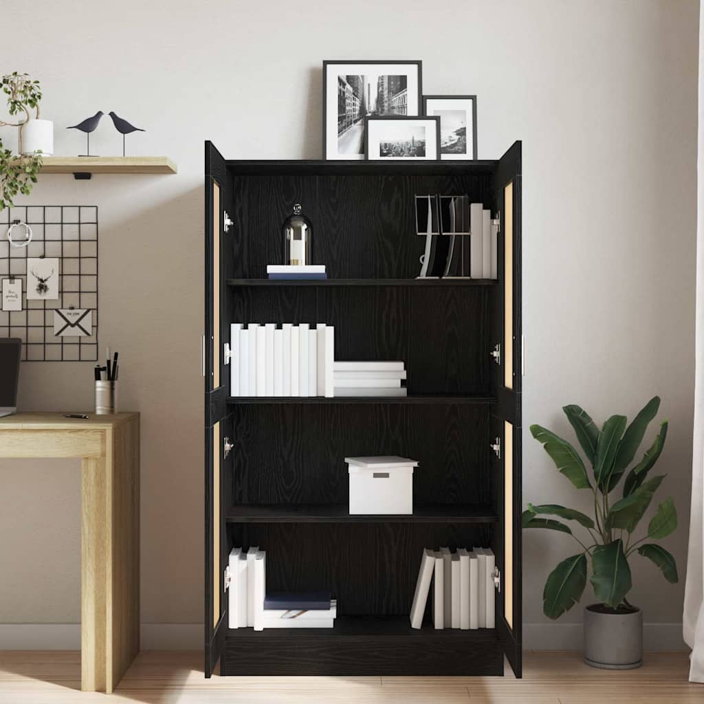 Book Cabinet Black Oak 82.5 x 30.5 x 150 cm Engineered Wood
