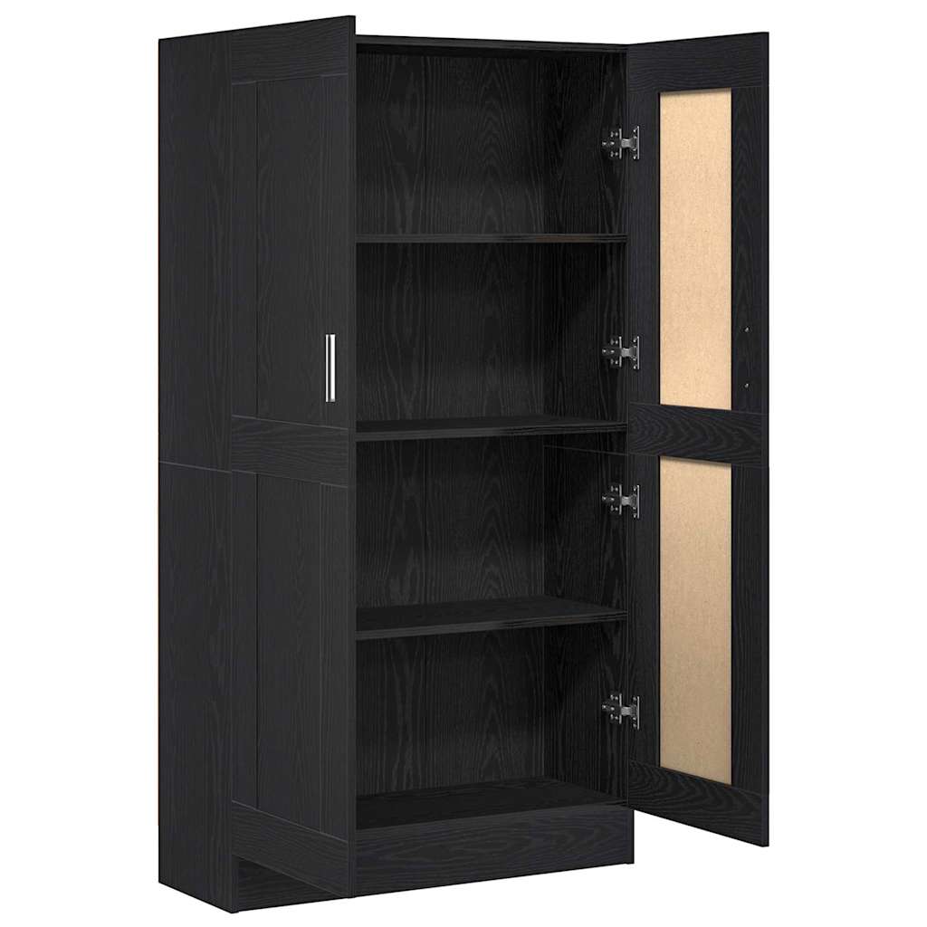 Book Cabinet Black Oak 82.5 x 30.5 x 150 cm Engineered Wood