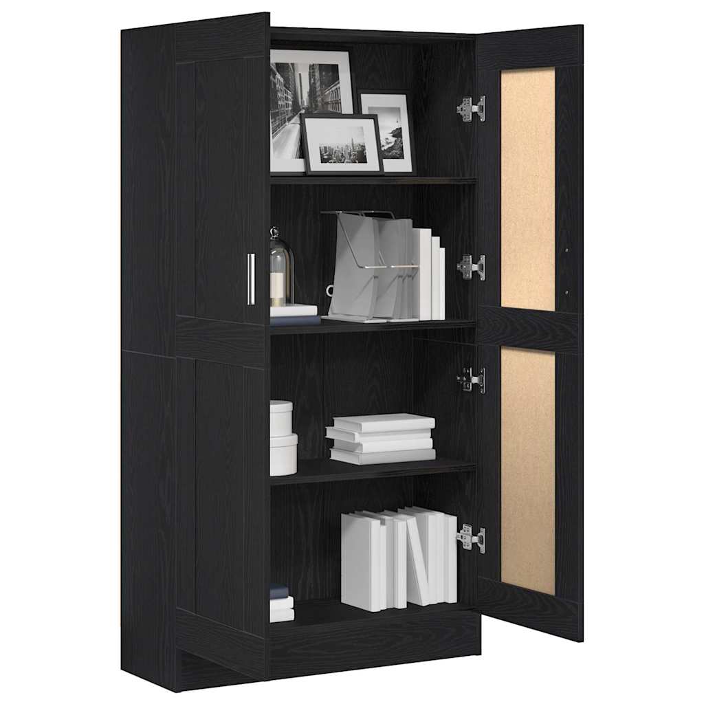 Book Cabinet Black Oak 82.5 x 30.5 x 150 cm Engineered Wood