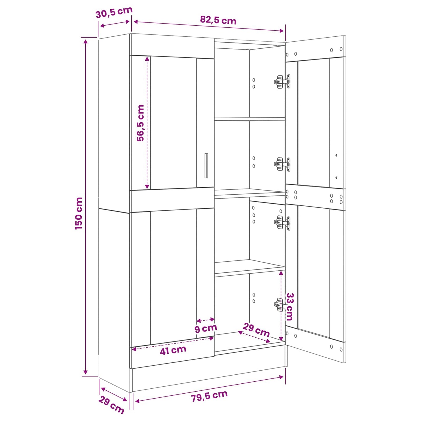 Book Cabinet Black Oak 82.5 x 30.5 x 150 cm Engineered Wood