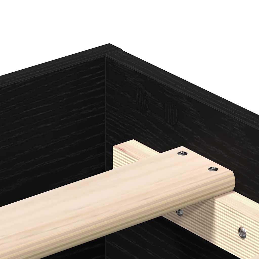 Bed Frame Black Oak 203 x 203 x 25 cm Engineered Wood