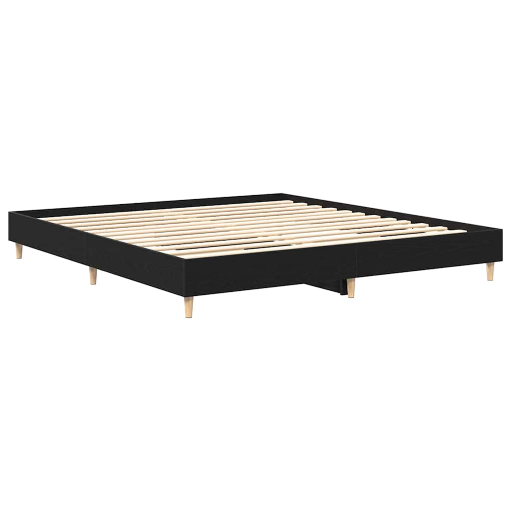 Bed Frame Black Oak 203 x 203 x 25 cm Engineered Wood