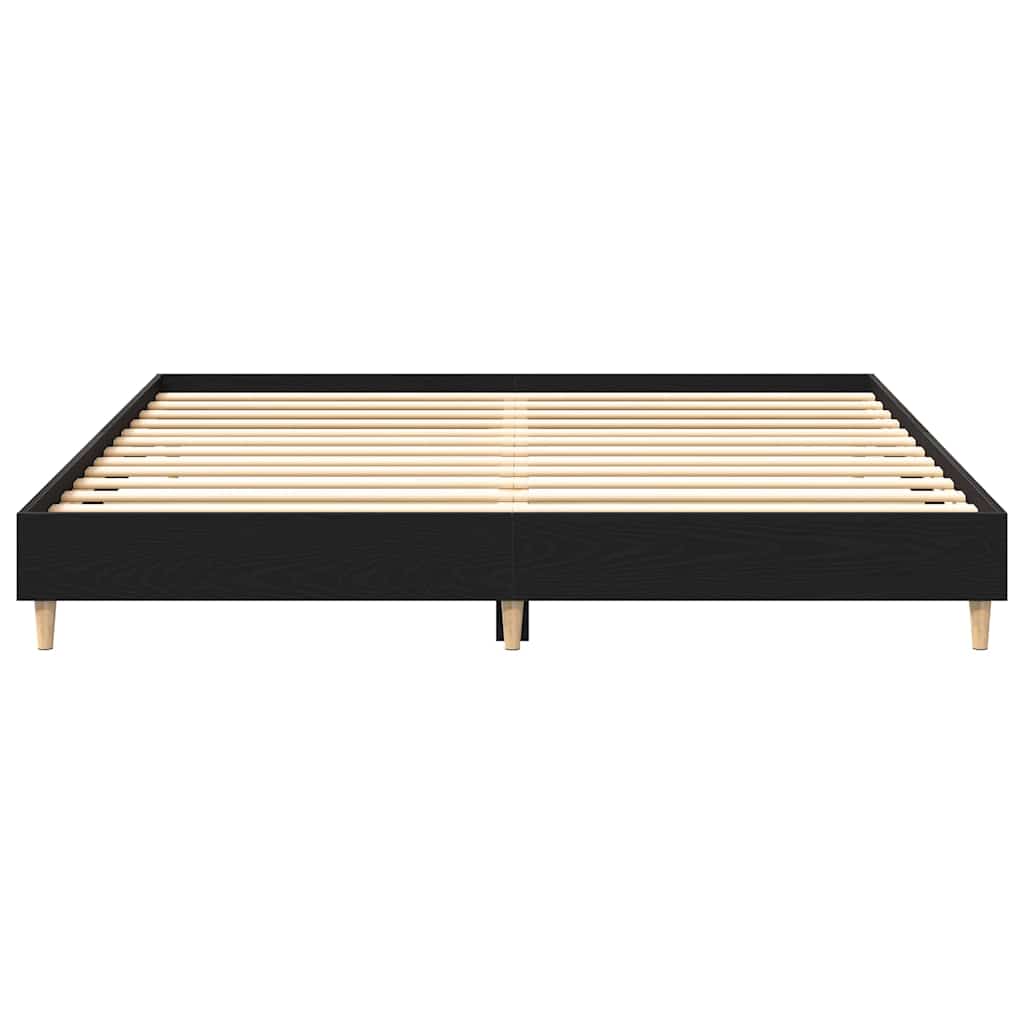Bed Frame Black Oak 203 x 203 x 25 cm Engineered Wood