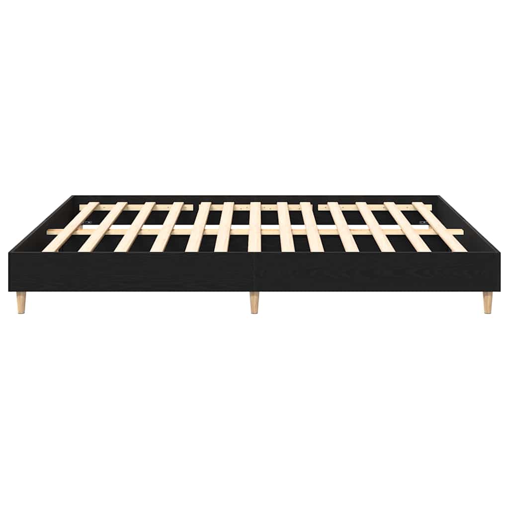 Bed Frame Black Oak 203 x 203 x 25 cm Engineered Wood