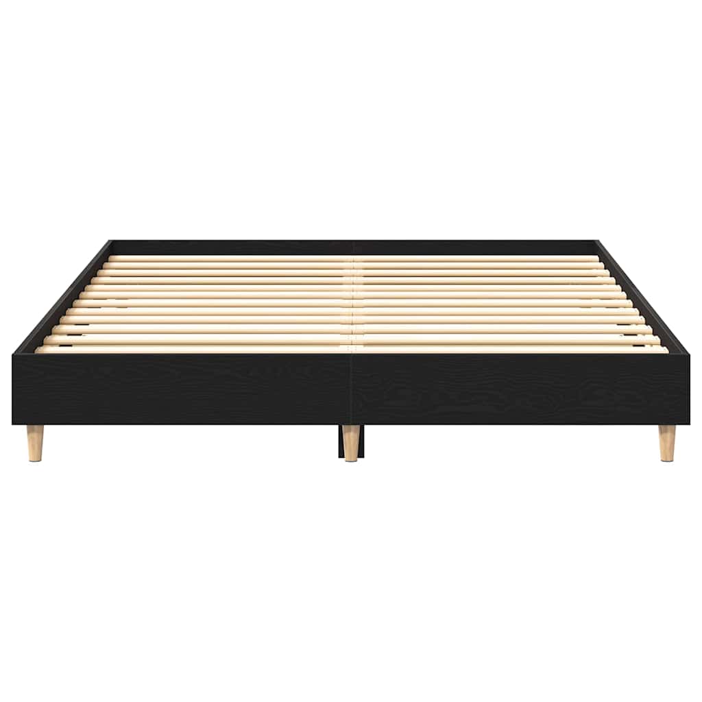 Bed Frame Black Oak 203 x 153 x 25 cm Engineered Wood