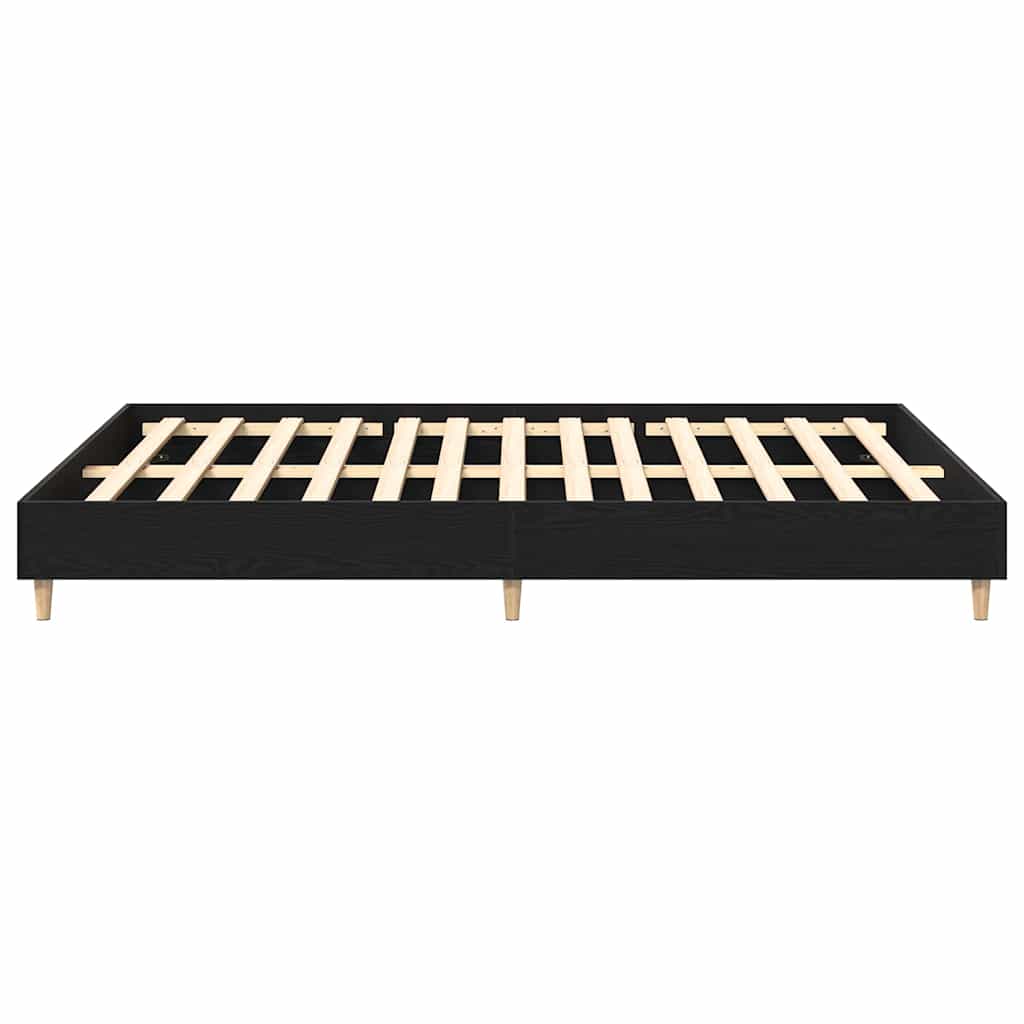 Bed Frame Black Oak 203 x 153 x 25 cm Engineered Wood