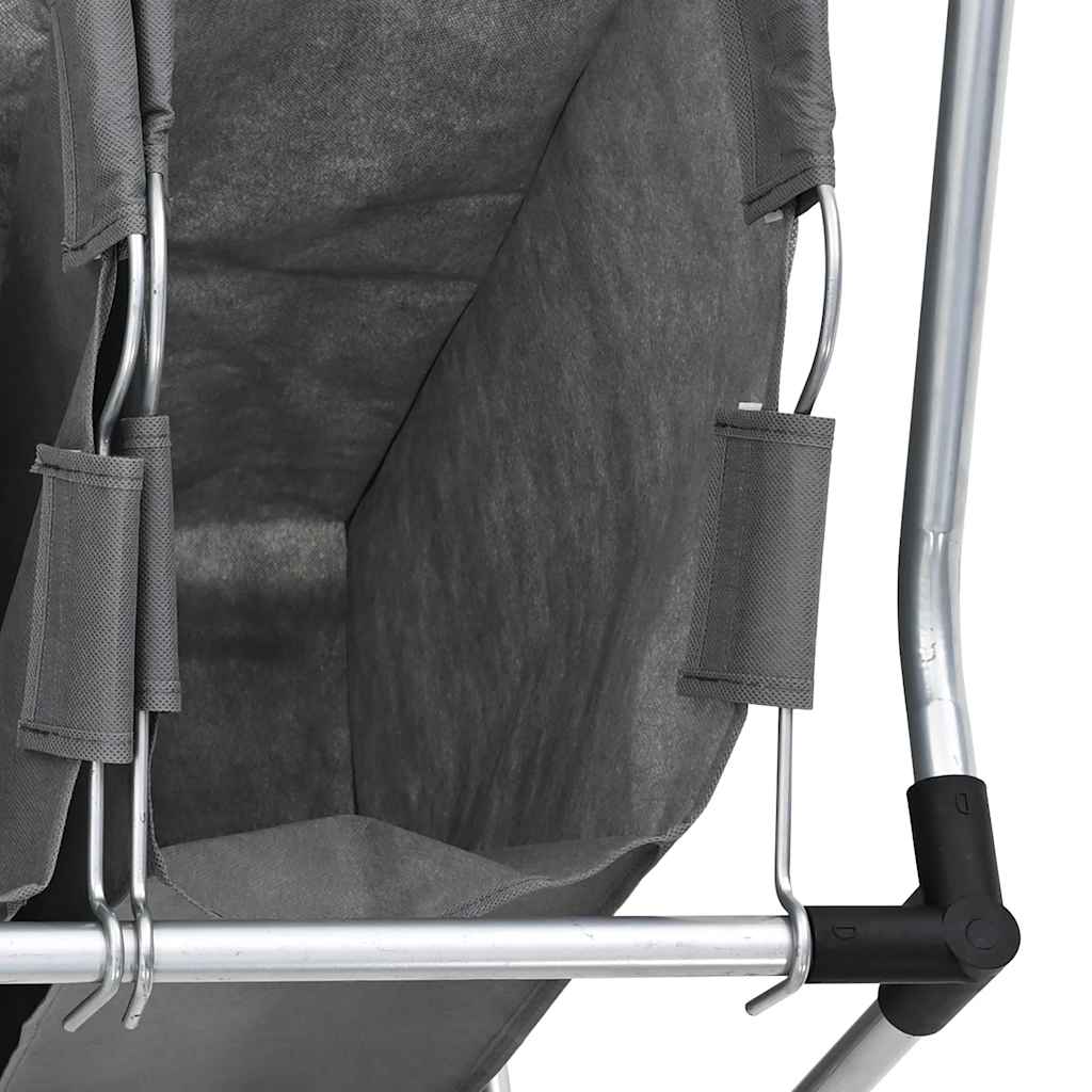 Laundry Basket with Wheels 4 Compartments Grey