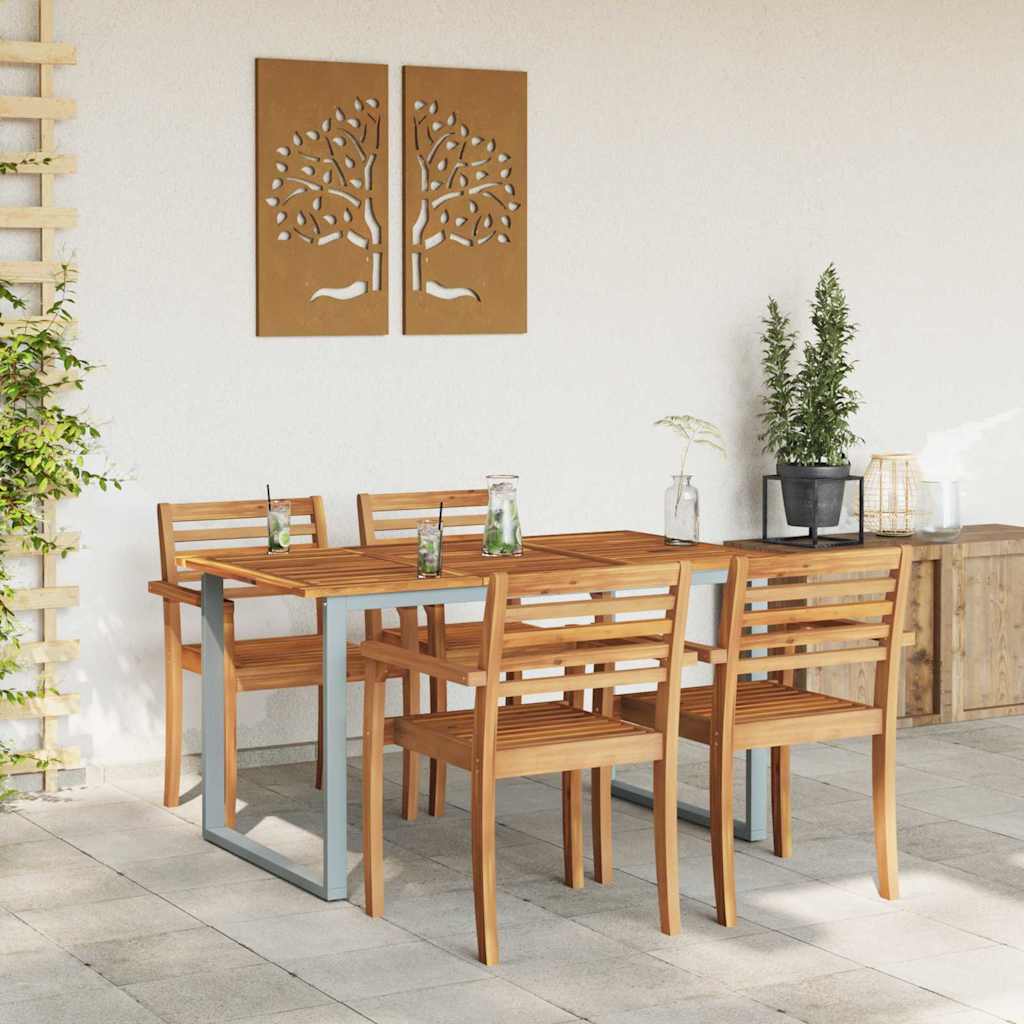 Garden Table Grey 140 x 80 x 75 cm Solid Acacia Wood