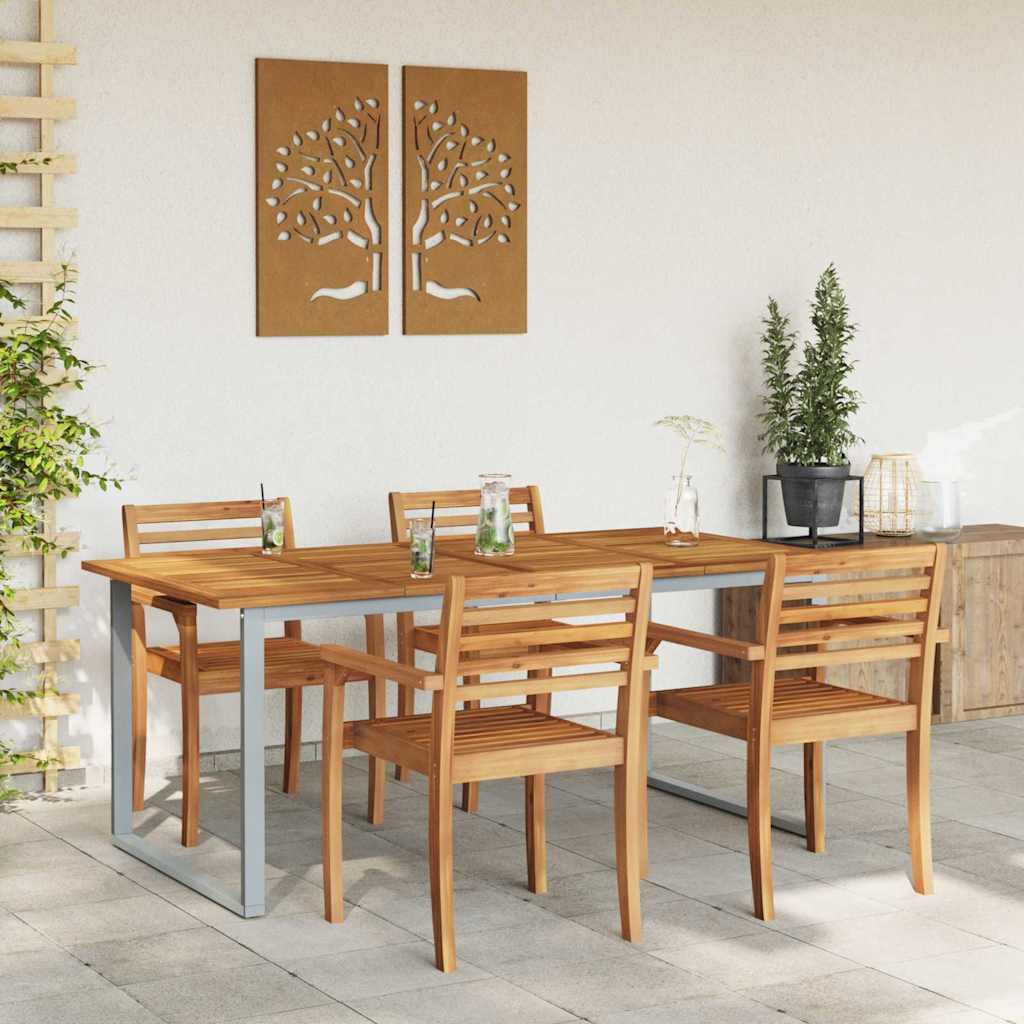 Garden Table Grey 180 x 90 x 75 cm Solid Acacia Wood
