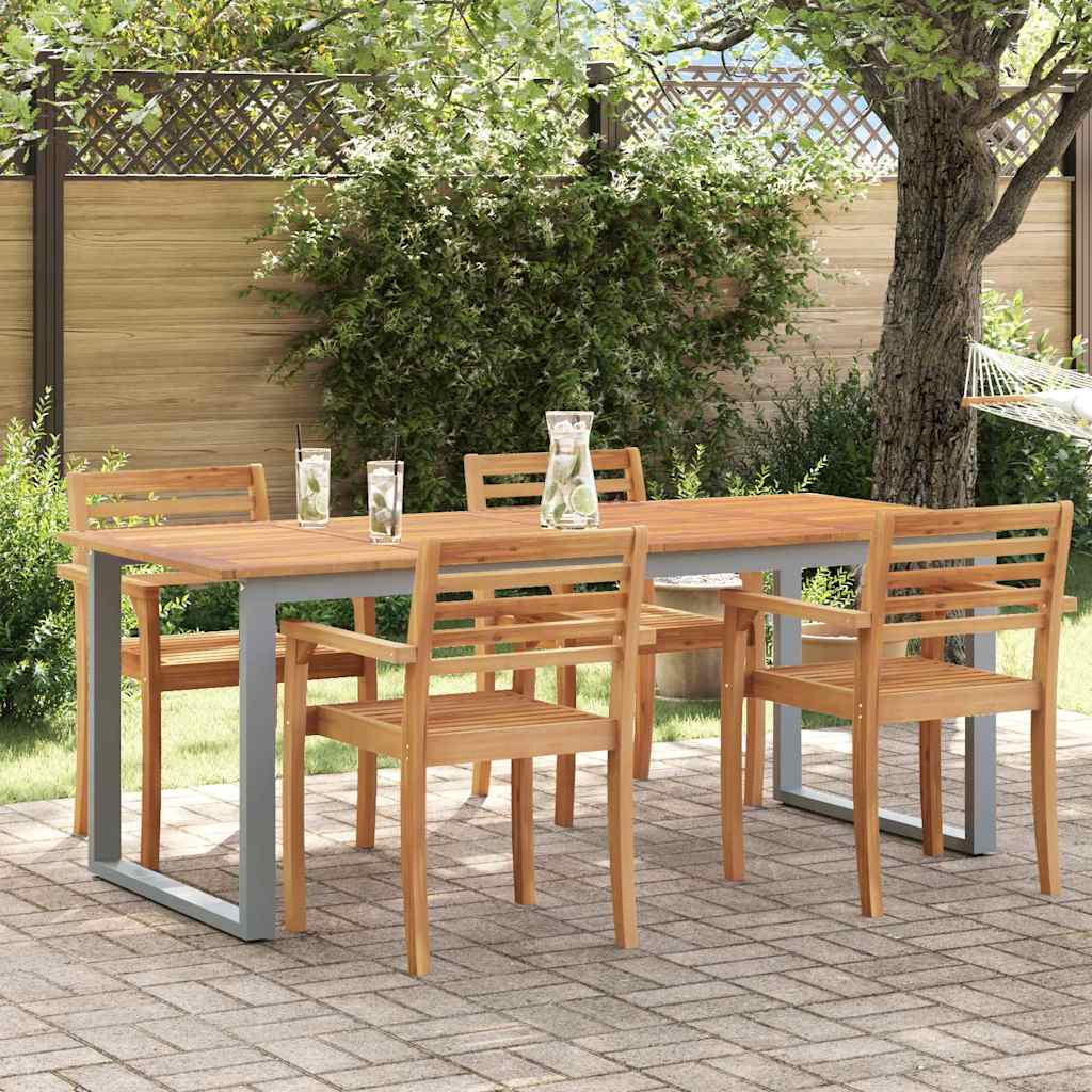 Garden Table Grey 200 x 90 x 75 cm Solid Acacia Wood