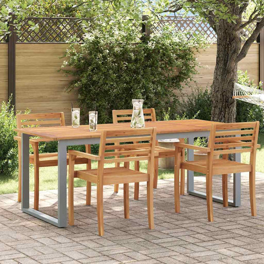 Garden Table Grey 200 x 90 x 75 cm Solid Acacia Wood