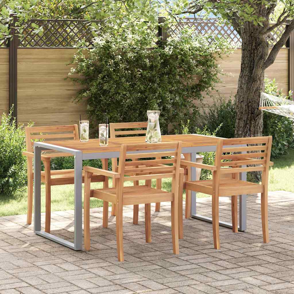 Garden Table Grey 160 x 80 x 75 cm Solid Acacia Wood