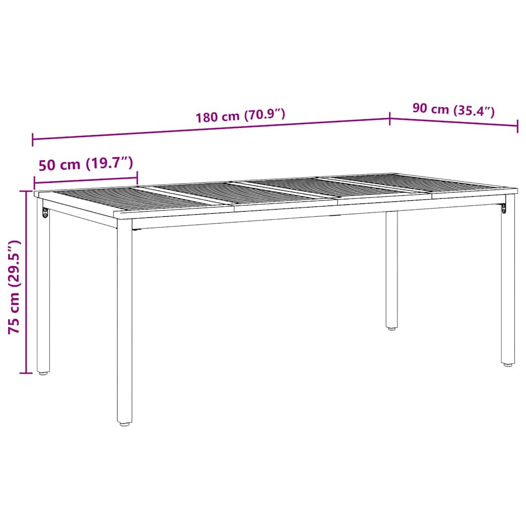 Outdoor Table Natural and Grey 180 x 90 x 75 cm
