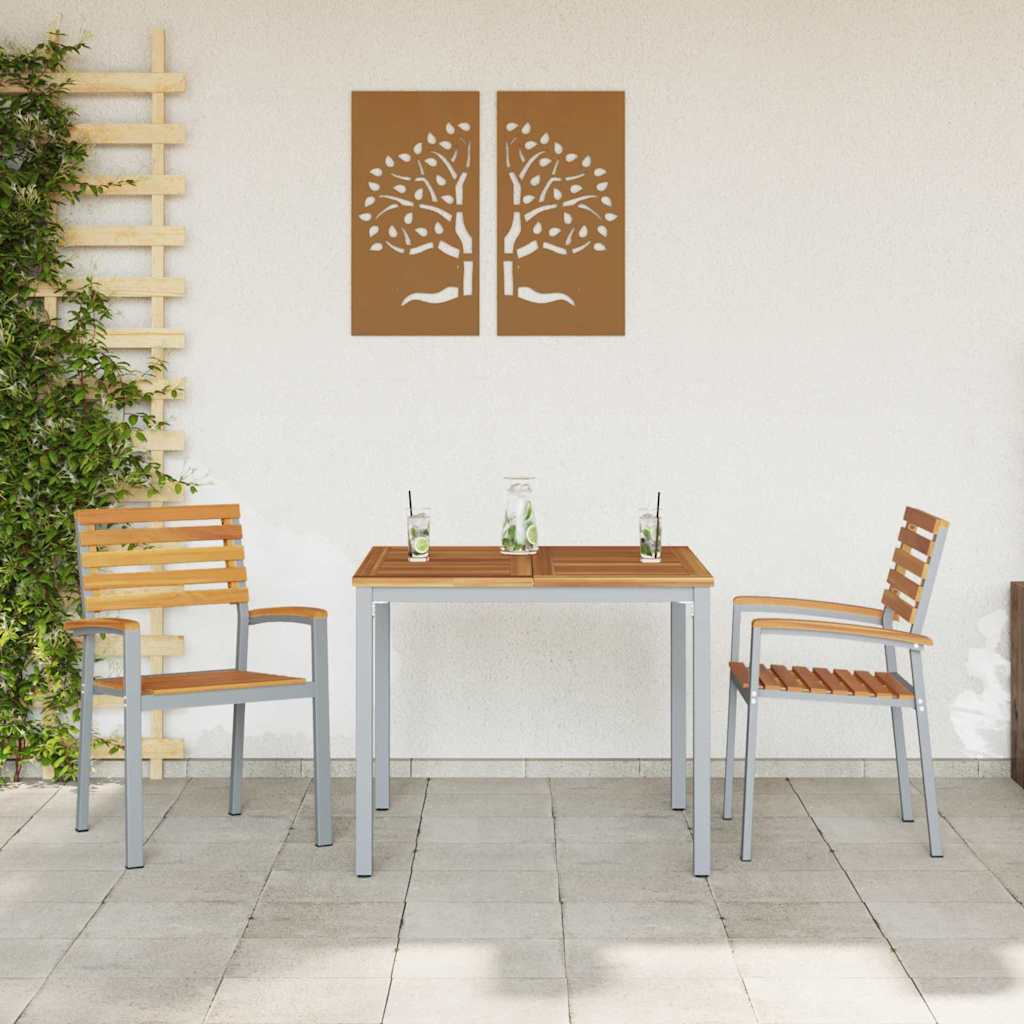Garden Chair 2 pcs Brown 56 x 57 x 87 cm Solid Acacia Wood
