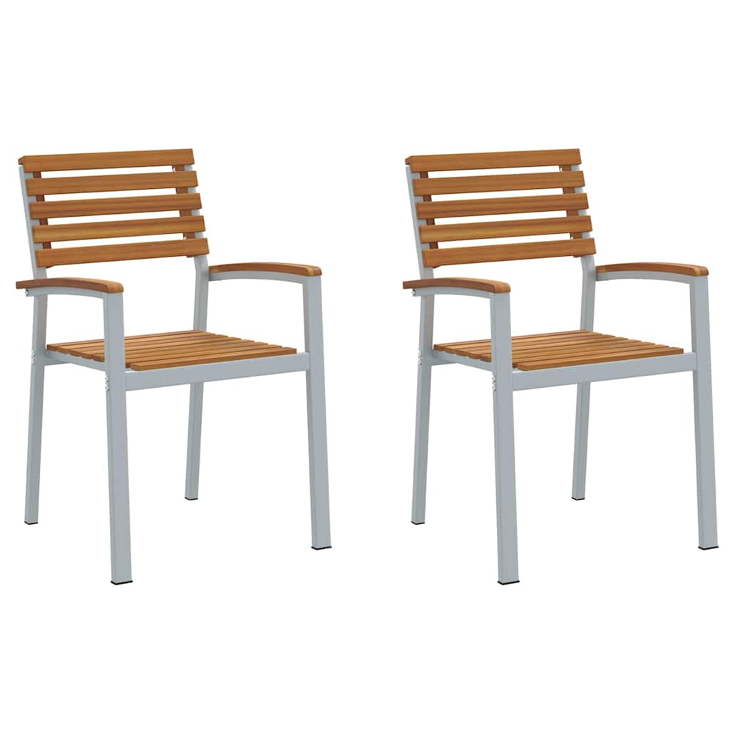 Garden Chair 2 pcs Brown 56 x 57 x 87 cm Solid Acacia Wood