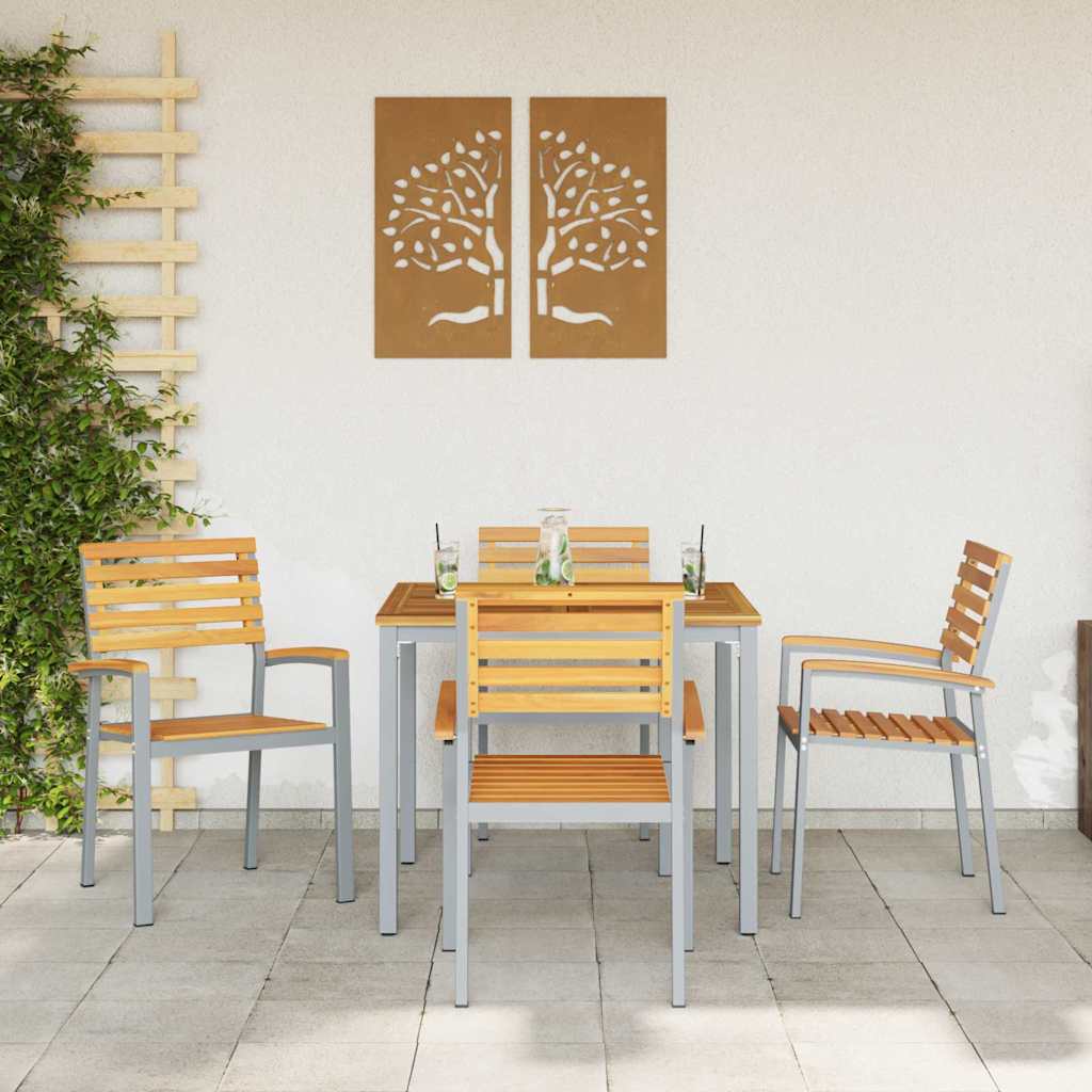 Garden Chair 4 pcs Brown 56 x 57 x 87 cm Solid Acacia Wood