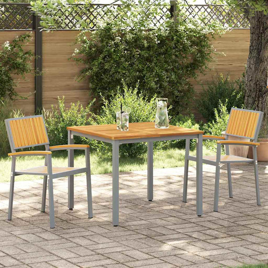 Stacking Chair 2 pcs Brown Solid Acacia Wood Stackable